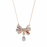Buy Bow and Stone Diamond Pendant Online from Ivana Jewels Best lab grown diamond jewellery brand