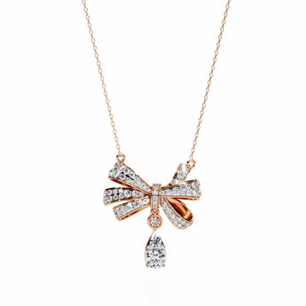 Buy Bow and Stone Diamond Pendant Online from Ivana Jewels Best lab grown diamond jewellery brand
