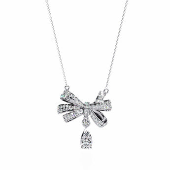 Buy Bow and Stone Diamond Pendant Online from Ivana Jewels Best lab grown diamond jewellery brand