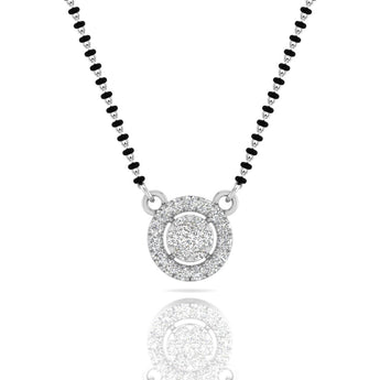 Ivana Jewels Mangal Sutra White Gold / 14KT Circle Diamond Mangalsutra Pendant