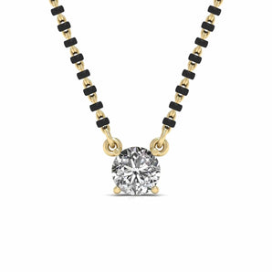 Ivana Jewels Mangal Sutra Yellow Gold / 14KT Single Solitaire 1.1 Carat Round Diamond Mangalsutra