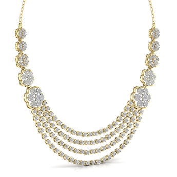 Ivana Jewels Necklace Layered Round Cut Diamonds Party Wear Necklace