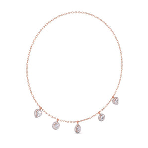 Ivana Jewels Necklace Rose Gold / 14KT 1CT Each Different Shape Solitaire Diamonds Necklace