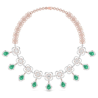 Ivana Jewels Necklace Rose Gold / 14KT Fancy Shape Diamonds & Round Shape Diamonds Necklace