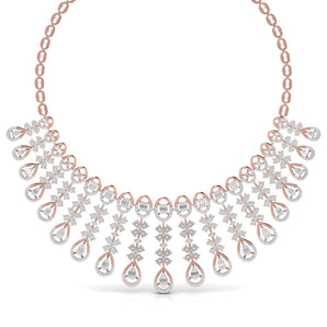 Ivana Jewels Necklace Rose Gold / 14KT IVANA Sparkling Elegance Heavily Embellished Round & Baguette Cut Diamond Necklace