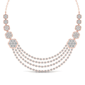 Ivana Jewels Necklace Rose Gold / 14KT Layered Round Cut Diamonds Party Wear Necklace