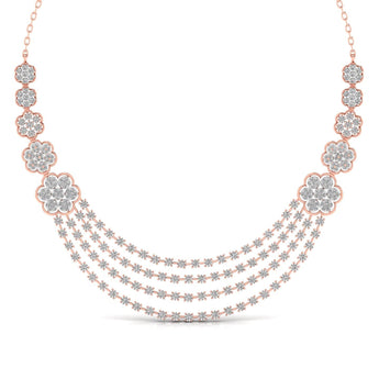 Ivana Jewels Necklace Rose Gold / 14KT Layered Round Cut Diamonds Party Wear Necklace