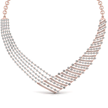 Ivana Jewels Necklace Rose Gold / 14KT Multi Layered Diamond Necklace