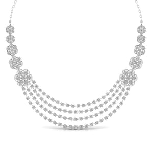 Ivana Jewels Necklace White Gold / 14KT Layered Round Cut Diamonds Party Wear Necklace
