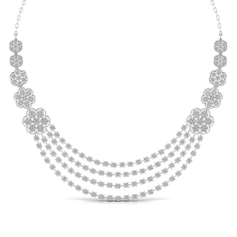 Ivana Jewels Necklace White Gold / 14KT Layered Round Cut Diamonds Party Wear Necklace