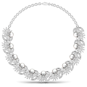 Ivana Jewels Necklace White Gold / 14KT Party Wear Fancy & Round Diamonds Necklace
