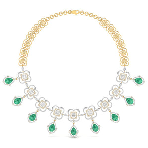 Ivana Jewels Necklace Yellow Gold / 14KT Fancy Shape Diamonds & Round Shape Diamonds Necklace