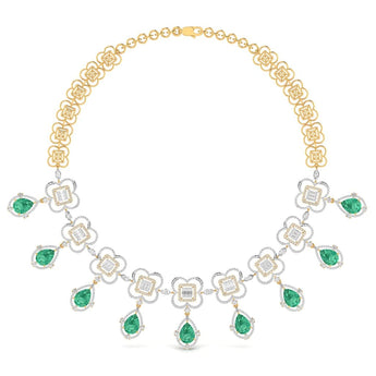 Ivana Jewels Necklace Yellow Gold / 14KT Fancy Shape Diamonds & Round Shape Diamonds Necklace