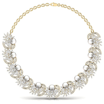 Ivana Jewels Necklace Yellow Gold / 14KT Party Wear Fancy & Round Diamonds Necklace