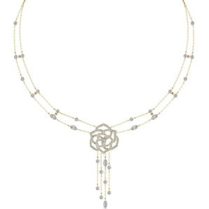 Ivana Jewels Necklace Yellow Gold / 14KT Round Cut Diamonds Glamorous Necklace