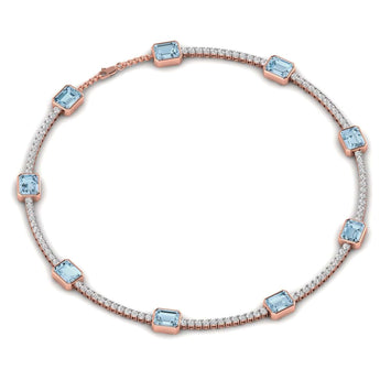 Ivana Jewels Necklaces Aquablue Gem Stones & Diamond Tennis Necklace