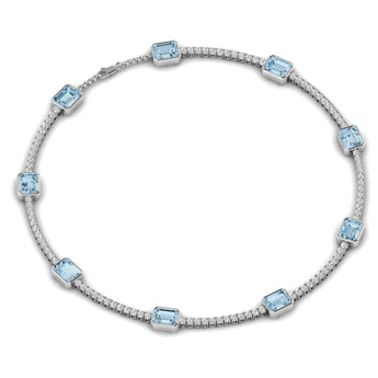 Ivana Jewels Necklaces Aquablue Gem Stones & Diamond Tennis Necklace