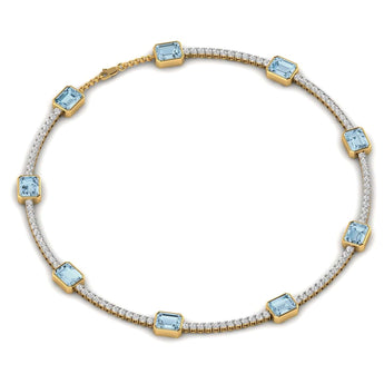 Ivana Jewels Necklaces Aquablue Gem Stones & Diamond Tennis Necklace