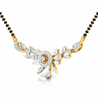 Ivana Jewels Necklaces Fancy & Round Diamond Floral Mangalsutra with Central Diamond