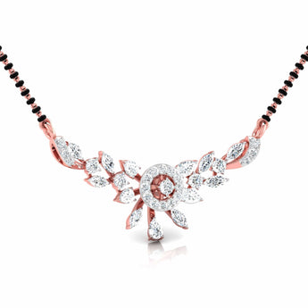 Ivana Jewels Necklaces Fancy & Round Diamond Floral Mangalsutra with Central Diamond