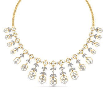 Ivana Jewels Necklaces Gold / 14KT Floral & Geometric Diamond Necklace