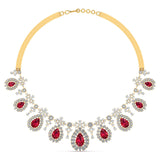 Ivana Jewels Necklaces Gold / 14KT Red Gemstone and Diamond Necklace