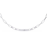 Ivana Jewels Necklaces Paperclip Chain Necklace with Diamond Bar