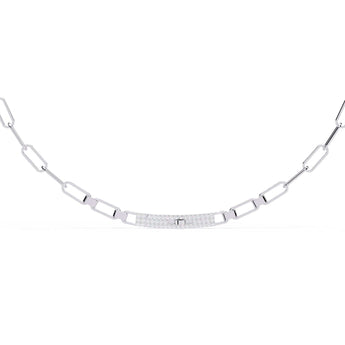 Ivana Jewels Necklaces Paperclip Chain Necklace with Diamond Bar