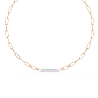 Ivana Jewels Necklaces Paperclip Chain Necklace with Diamond Bar