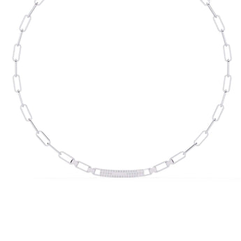 Ivana Jewels Necklaces Paperclip Chain Necklace with Diamond Bar