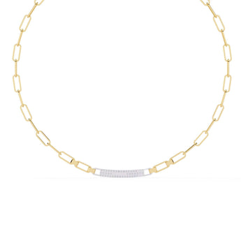 Ivana Jewels Necklaces Paperclip Chain Necklace with Diamond Bar
