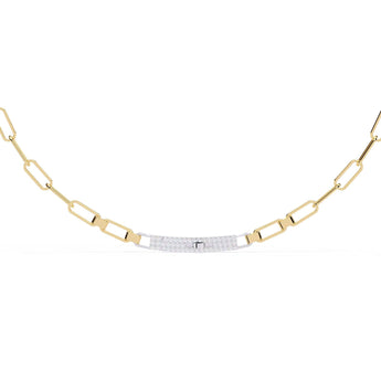 Ivana Jewels Necklaces Paperclip Chain Necklace with Diamond Bar
