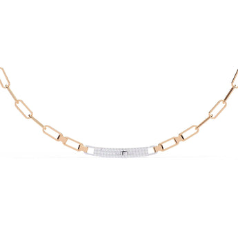 Ivana Jewels Necklaces Paperclip Chain Necklace with Diamond Bar