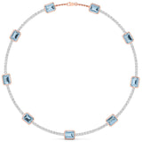 Ivana Jewels Necklaces Rose Gold / 14KT Aquablue Gem Stones & Diamond Tennis Necklace