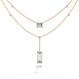 Ivana Jewels Necklaces Rose Gold / 14KT Baguette and Square Diamond Necklace