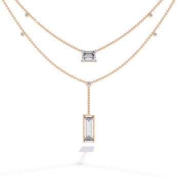 Ivana Jewels Necklaces Rose Gold / 14KT Baguette and Square Diamond Necklace