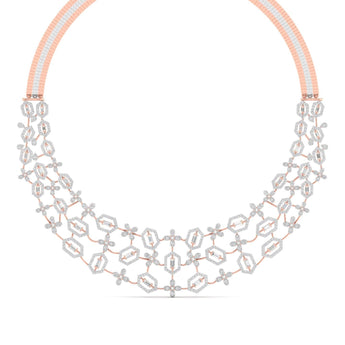 Ivana Jewels Necklaces Rose Gold / 14KT Baguette & Round Diamond Necklace
