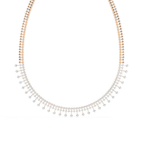 Ivana Jewels Necklaces Rose Gold / 14KT Classic Diamond Tennis Necklace with Dangling Stones