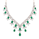 Ivana Jewels Necklaces Rose Gold / 14KT Diamond and Emerald Accent Necklace
