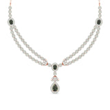 Ivana Jewels Necklaces Rose Gold / 14KT Diamond and Emerald Two-Row Necklace