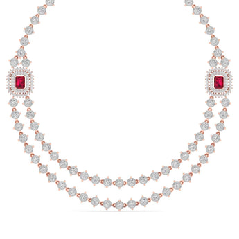 Ivana Jewels Necklaces Rose Gold / 14KT Double Chain Diamond Necklace
