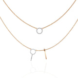 Ivana Jewels Necklaces Rose Gold / 14KT Double Circle and Bar Necklace