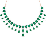 Ivana Jewels Necklaces Rose Gold / 14KT Elegant Emerald and Diamond Necklace