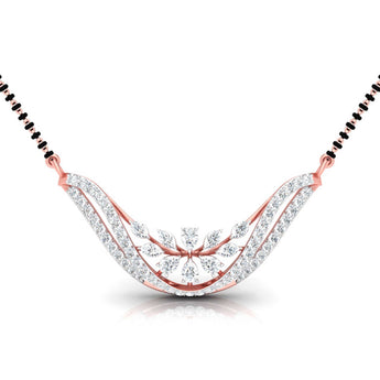 Ivana Jewels Necklaces Rose Gold / 14KT Fancy & Round Diamonds Wave Pendant