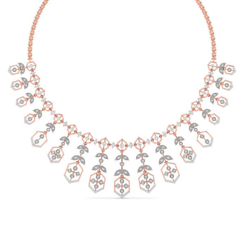 Ivana Jewels Necklaces Rose Gold / 14KT Floral & Geometric Diamond Necklace