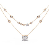 Ivana Jewels Necklaces Rose Gold / 14KT Layered Diamond Solitaire Necklace