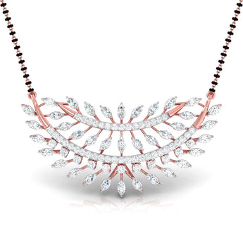 Ivana Jewels Necklaces Rose Gold / 14KT Marquise & Round Diamond Foliage  Mangalsutra