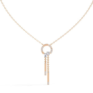 Ivana Jewels Necklaces Rose Gold / 14KT Necklace with Diamond Circle and Bar Accents