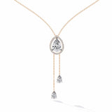 Ivana Jewels Necklaces Rose Gold / 14KT Necklace with Pear-Shaped Crystal Pendant and Dangling Drops