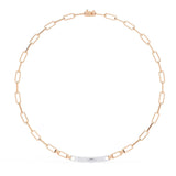 Ivana Jewels Necklaces Rose Gold / 14KT Paperclip Chain Necklace with Diamond Bar